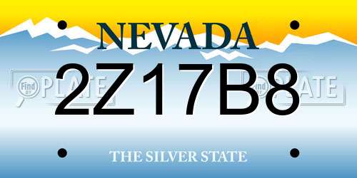 2Z17B8 Nevada License Plate