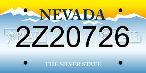2Z20726 Nevada License Plate