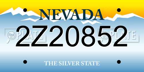 2Z20852 Nevada License Plate