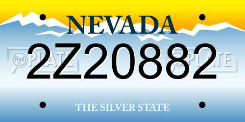 2Z20882 Nevada License Plate