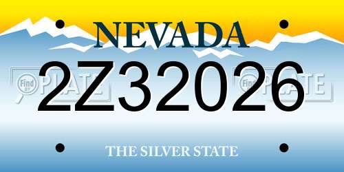 2Z32026 Nevada License Plate