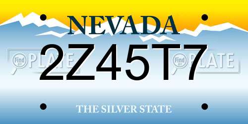 2Z45T7 Nevada License Plate