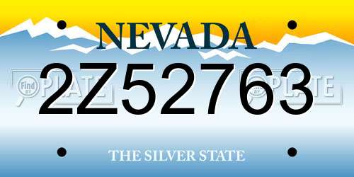 2Z52763 Nevada License Plate