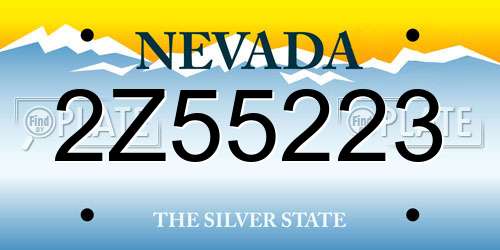 2Z55223 Nevada License Plate