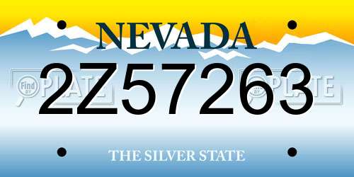 2Z57263 Nevada License Plate