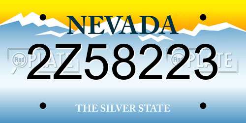 2Z58223 Nevada License Plate
