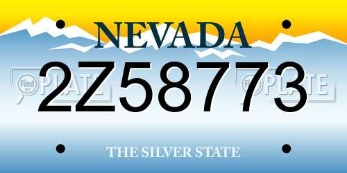 2Z58773 Nevada License Plate