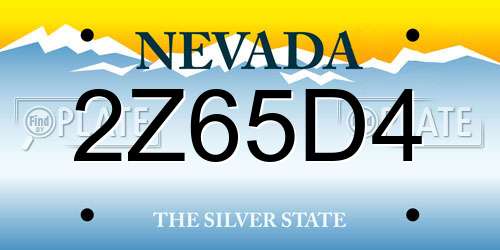 2Z65D4 Nevada License Plate