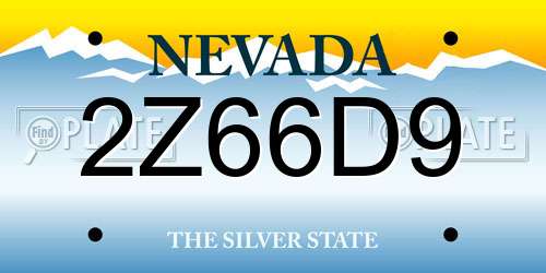 2Z66D9 Nevada License Plate