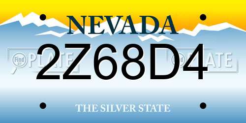 2Z68D4 Nevada License Plate