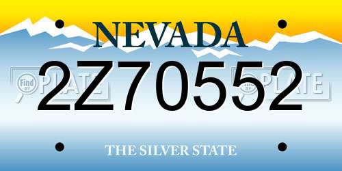 2Z70552 Nevada License Plate
