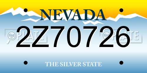 2Z70726 Nevada License Plate