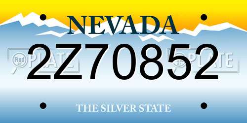 2Z70852 Nevada License Plate