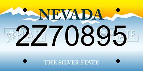 2Z70895 Nevada License Plate