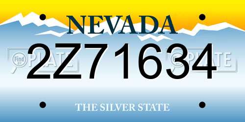 2Z71634 Nevada License Plate