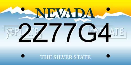 2Z77G4 Nevada License Plate