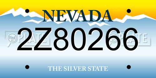 2Z80266 Nevada License Plate