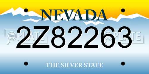 2Z82263 Nevada License Plate