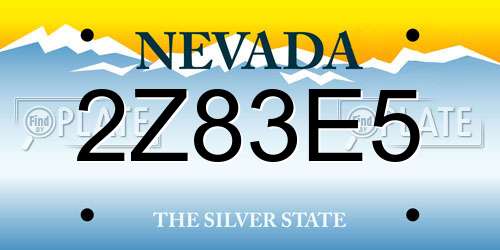 2Z83E5 Nevada License Plate