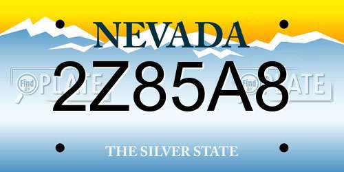 2Z85A8 Nevada License Plate