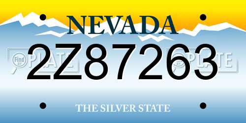 2Z87263 Nevada License Plate