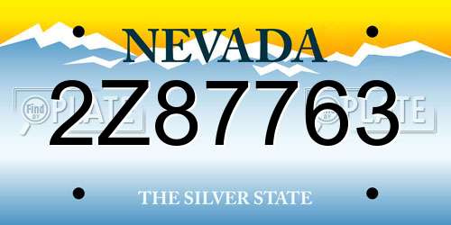 2Z87763 Nevada License Plate