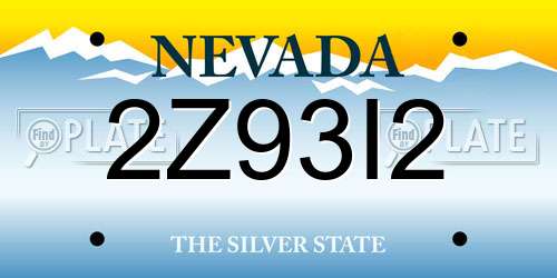 2Z93I2 Nevada License Plate