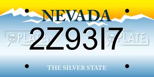 2Z93I7 Nevada License Plate