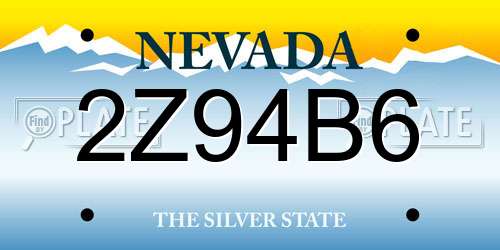 2Z94B6 Nevada License Plate