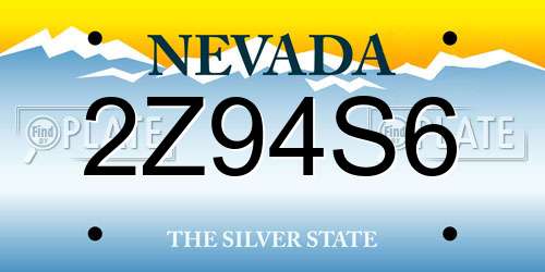 2Z94S6 Nevada License Plate