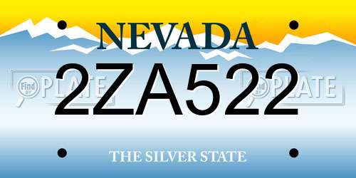 2ZA522 Nevada License Plate
