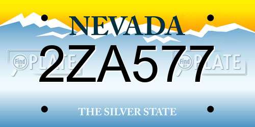 2ZA577 Nevada License Plate