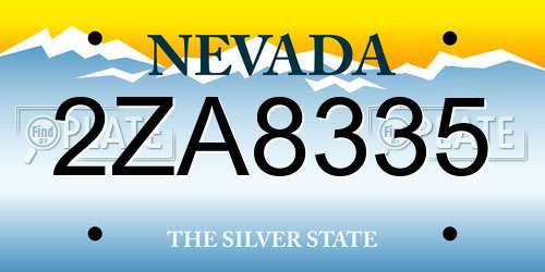 2ZA8335 Nevada License Plate