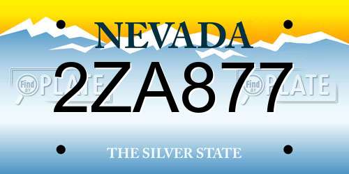 2ZA877 Nevada License Plate
