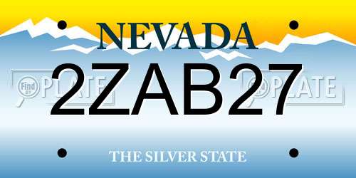 2ZAB27 Nevada License Plate