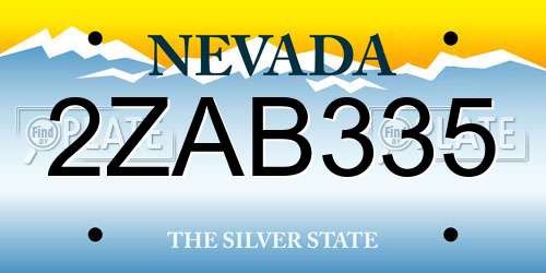 2ZAB335 Nevada License Plate