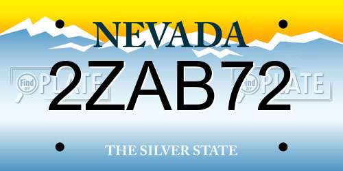 2ZAB72 Nevada License Plate