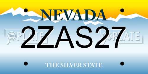 2ZAS27 Nevada License Plate