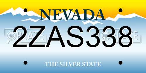 2ZAS338 Nevada License Plate