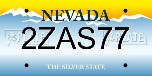 2ZAS77 Nevada License Plate