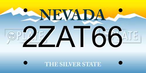 2ZAT66 Nevada License Plate
