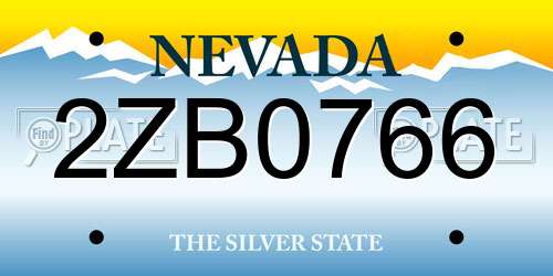 2ZB0766 Nevada License Plate