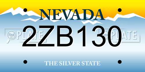 2ZB130 Nevada License Plate