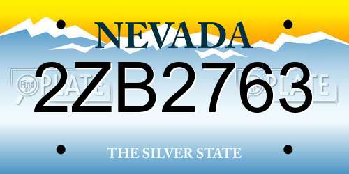 2ZB2763 Nevada License Plate