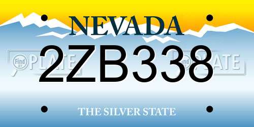 2ZB338 Nevada License Plate