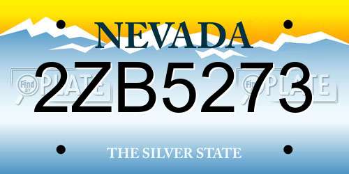 2ZB5273 Nevada License Plate
