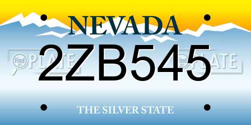 2ZB545 Nevada License Plate