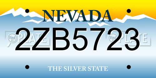 2ZB5723 Nevada License Plate
