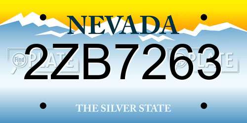 2ZB7263 Nevada License Plate