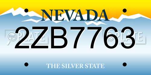 2ZB7763 Nevada License Plate